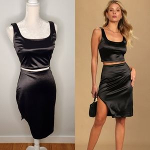 Lulu's, Two Piece Satin Midi Dress, Black